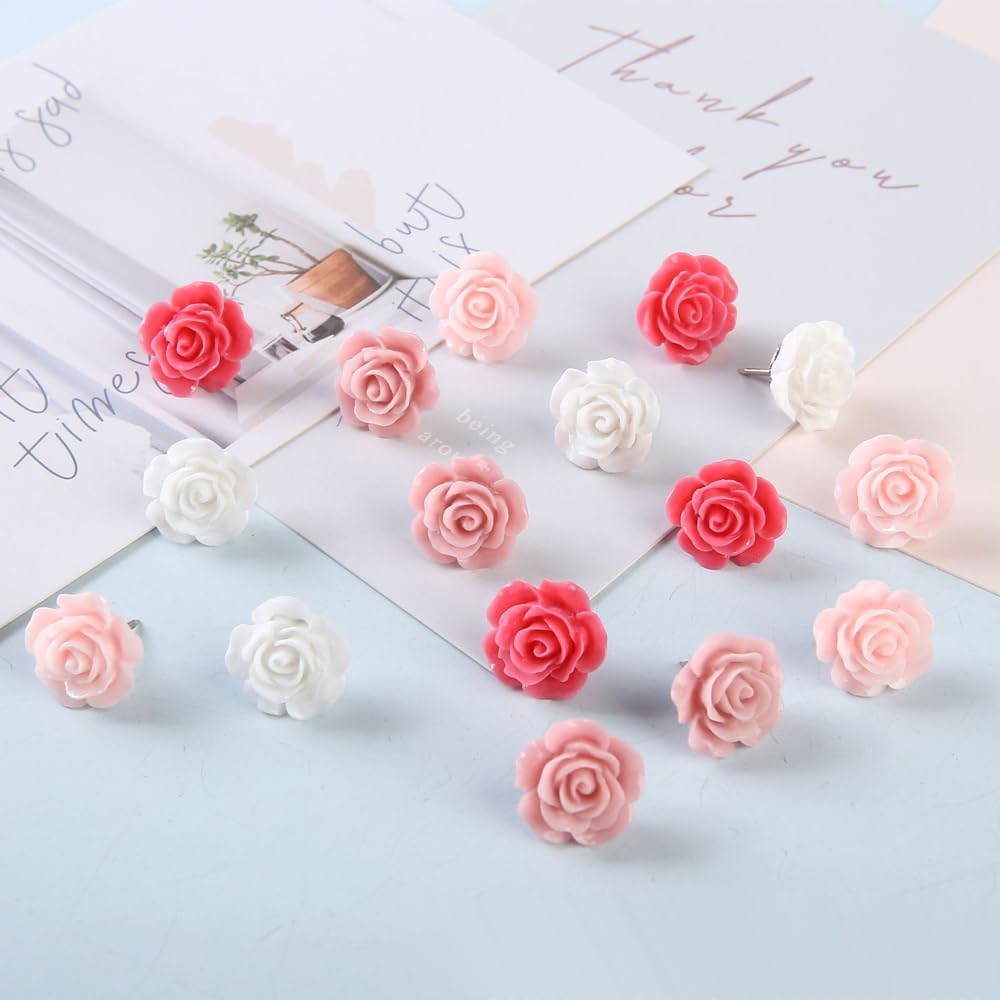 40 alfileres decorativos con estuche, bonitos pines de flores para tablero de corcho, bonitas tachuelas para el pulgar y alfileres para tablón de