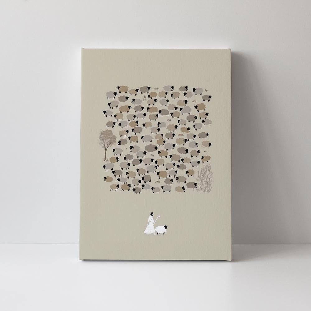 UYMHUKZ Póster de decoración de pared de la Biblia curativa de Jesús cristiano, parábola de las ovejas perdidas, imágenes de Dios Jesús, cristiano,