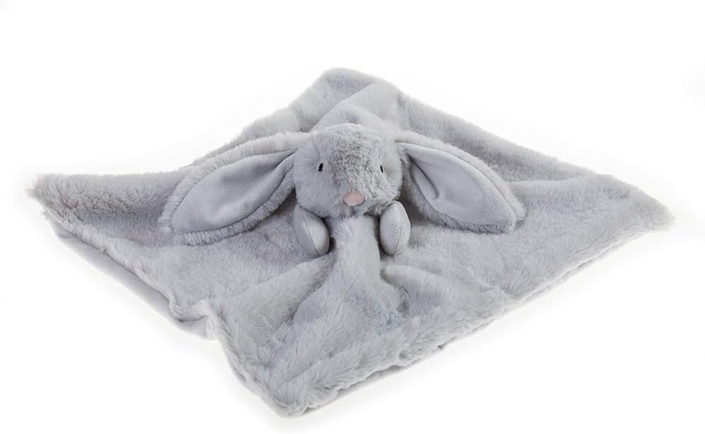 Apricot Lamb Manta de seguridad de animales de peluche, conejito gris, manta de seguridad para guardería, manta de lujo para acurrucarse de felpa