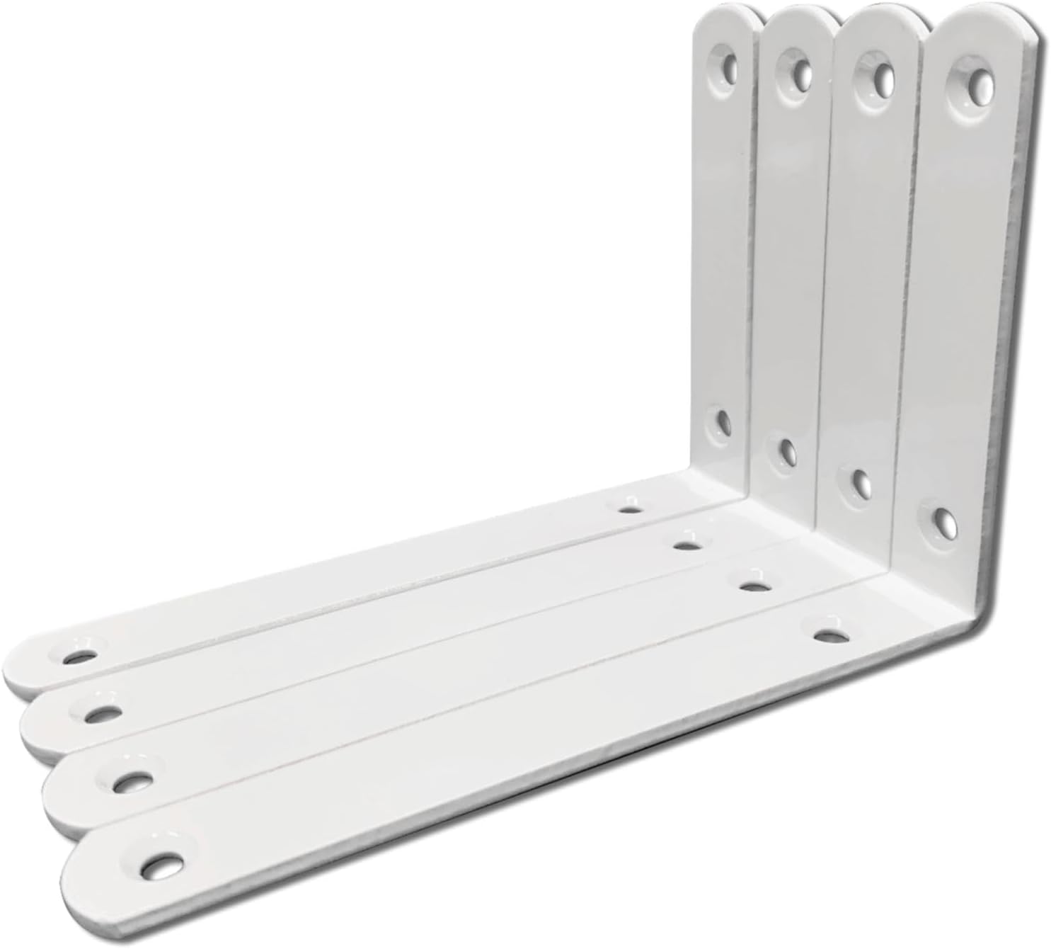4 soportes de estante, 6 pulgadas, color blanco, resistente, soportes de pared de metal en L para estantes, soporte de pared para montaje en pared