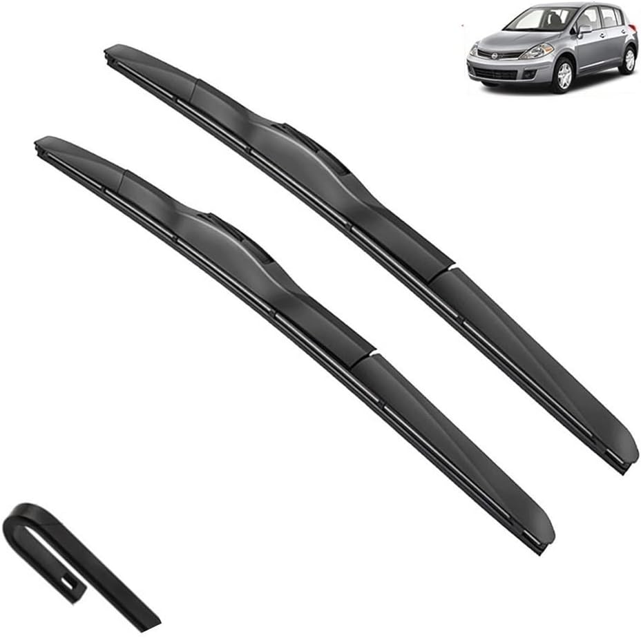 Limpiaparabrisas compatible con Nissan TIIDA C11 2004-2012 Latio Versa de 24 + 14 + 14 pulgadas para parabrisas delantero y trasero de automóvil,