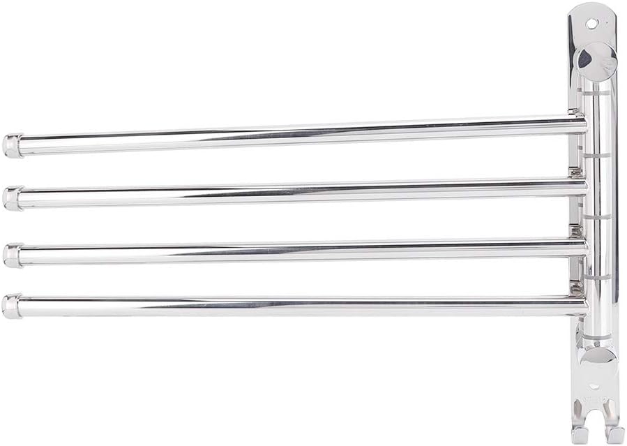 Estante de almacenamiento de toallas de rotación de pared de acero inoxidable con 4 varillas