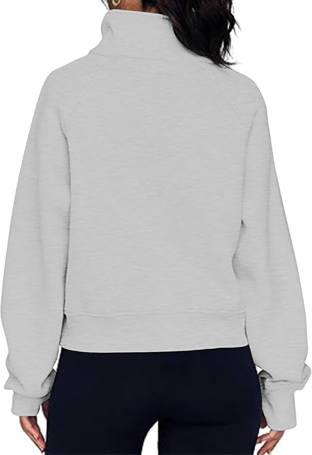 Ssuyeuri Sudadera con cremallera de un cuarto para mujer, sudadera con bolsillo, Y2K media cremallera, ropa de invierno de forro polar 2023
