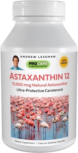 ANDREW LESSMAN Astaxantina 240 cápsulas blandas – 12000 mcg de astaxantina natural, potente carotenoide antioxidante. Protección para ojos, corazón,