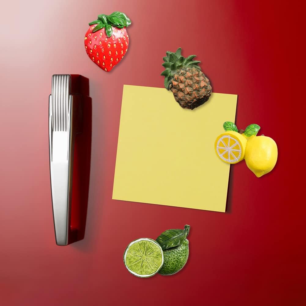 Imán de resina 3D para refrigerador de frutas, limón, fresa, piña, adornos magnéticos para refrigerador, calcomanías magnéticas para cocina, espacio