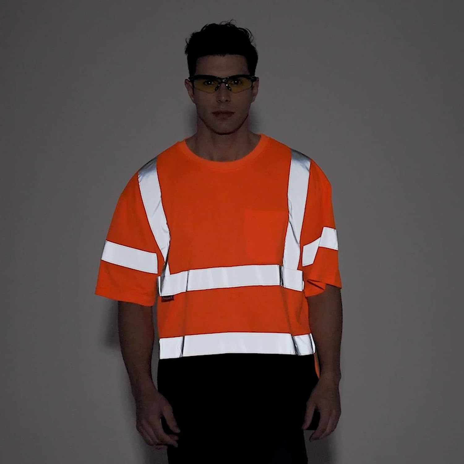 ProtectX Camiseta de seguridad reflectante de manga corta de alta visibilidad, camisas de alta visibilidad transpirables resistentes para hombre,