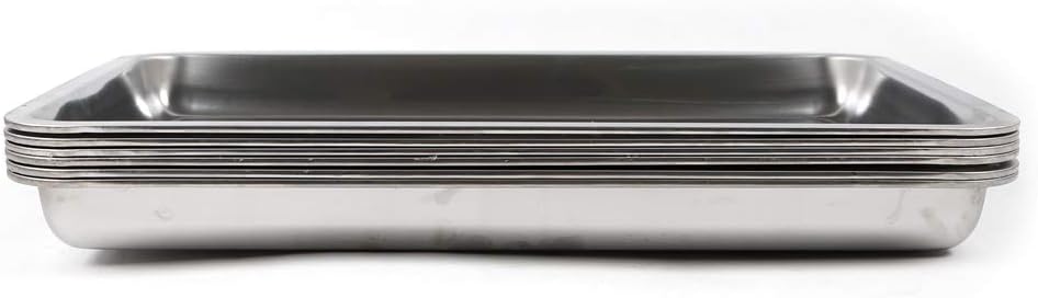 Paquete de 6 ollas de vapor de tamaño completo de 1.3 pulgadas de profundidad, sartén de acero inoxidable de 0.031 in  0.03 pulgadas de grosor,
