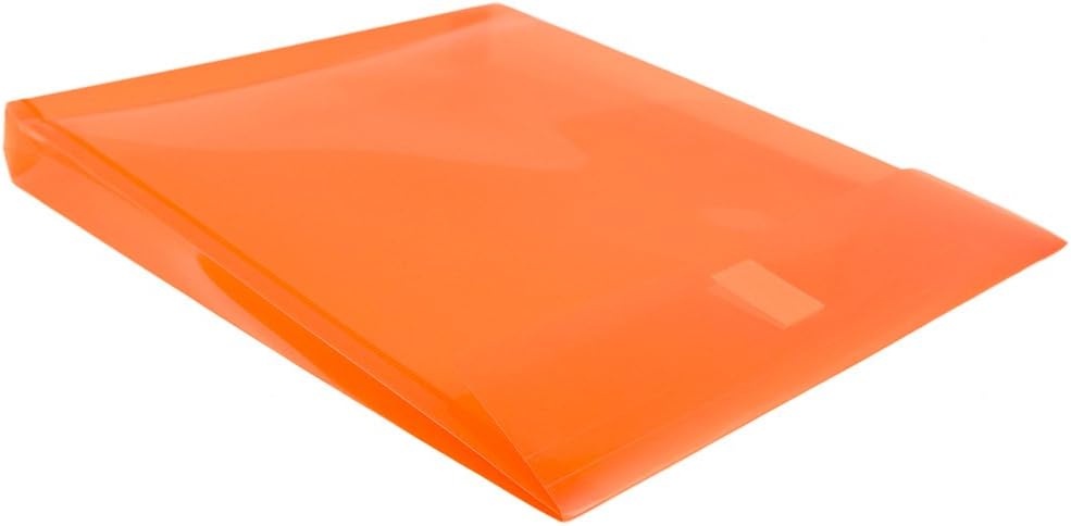 JAM PAPER Sobres de expansión de plástico con cierre de gancho y bucle, extremo abierto, 9 34 x 11 34 con expansión de 1 pulgada, naranja, paquete