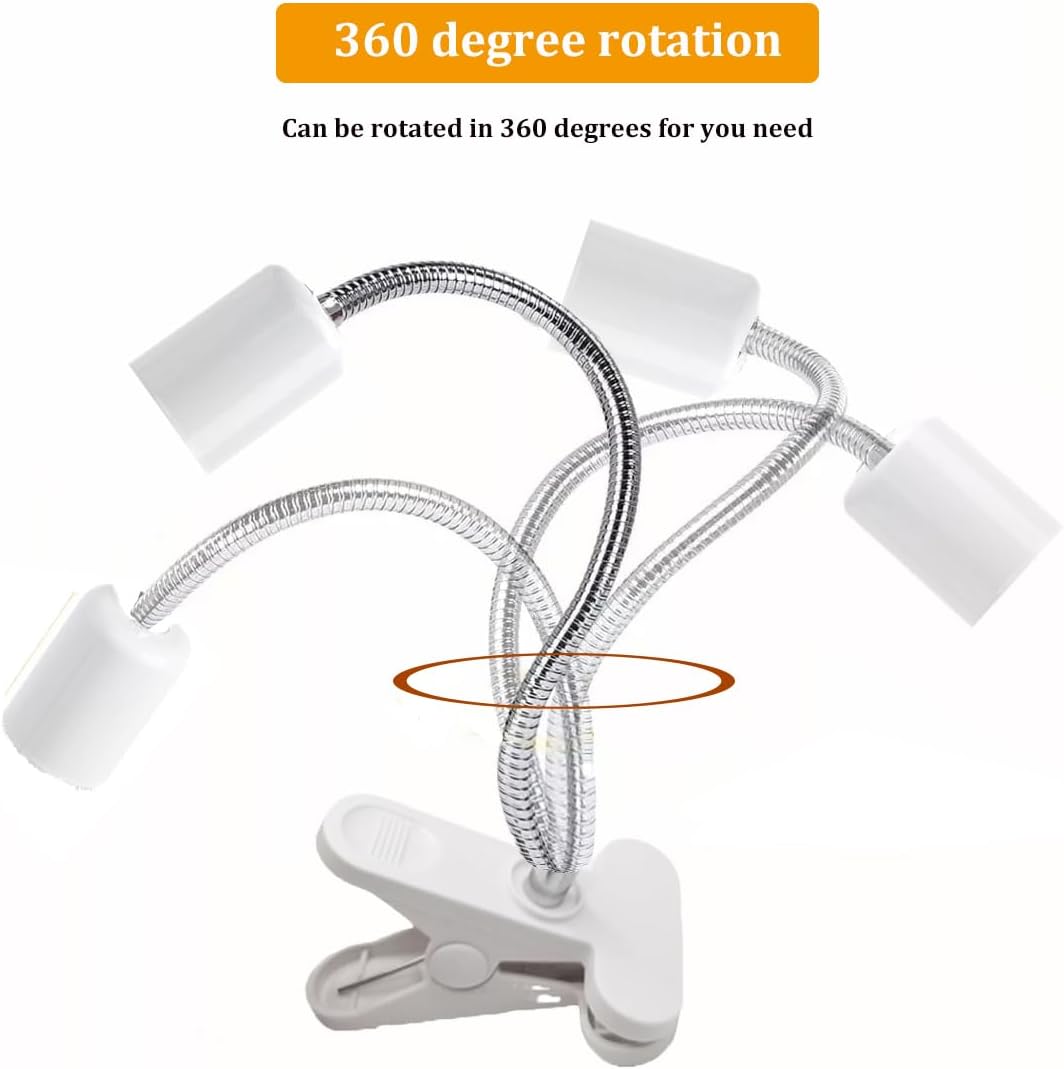 Lámpara de calor para reptiles, sin bombilla, lámpara de calefacción con abrazadera, luz de reptil UVA UVB con manguera giratoria de 360, para