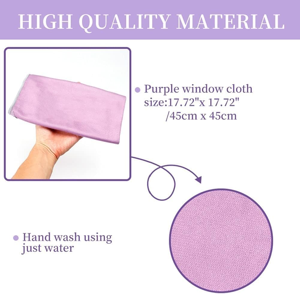 Paño de limpieza de ventanas, paño de limpieza de vidrio, rayas sin marcas (morado 2 unidades)