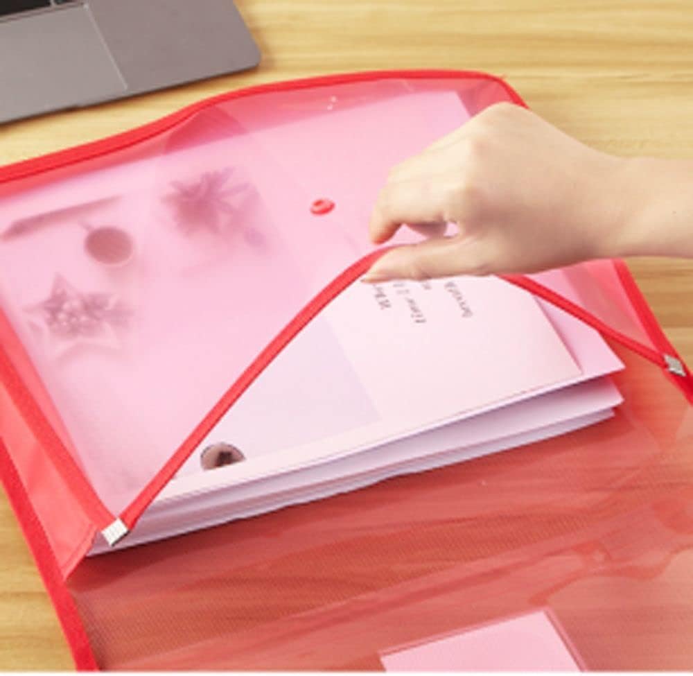 Carpeta de archivos, bolsa de archivos transparente, bolsa de almacenamiento para organización del hogar con botón, bolsa de documentos de gran