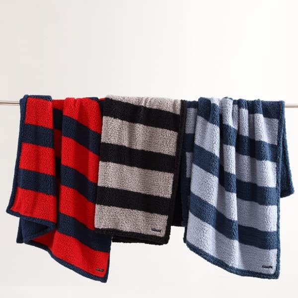 Nautica – Manta de felpa, ropa de cama sherpa ultrasuave, decoración cálida y acogedora para el hogar para cama o sofá (azul Lawndalerojo, 50 x 60