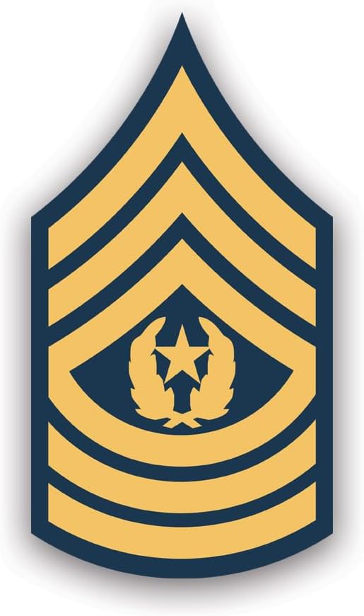 E-9 Command Sergeant Major Insignia – Vinilo autoadhesivo – Resistente a la intemperie – Fabricado en Estados Unidos – Ejército de Estados Unidos E9