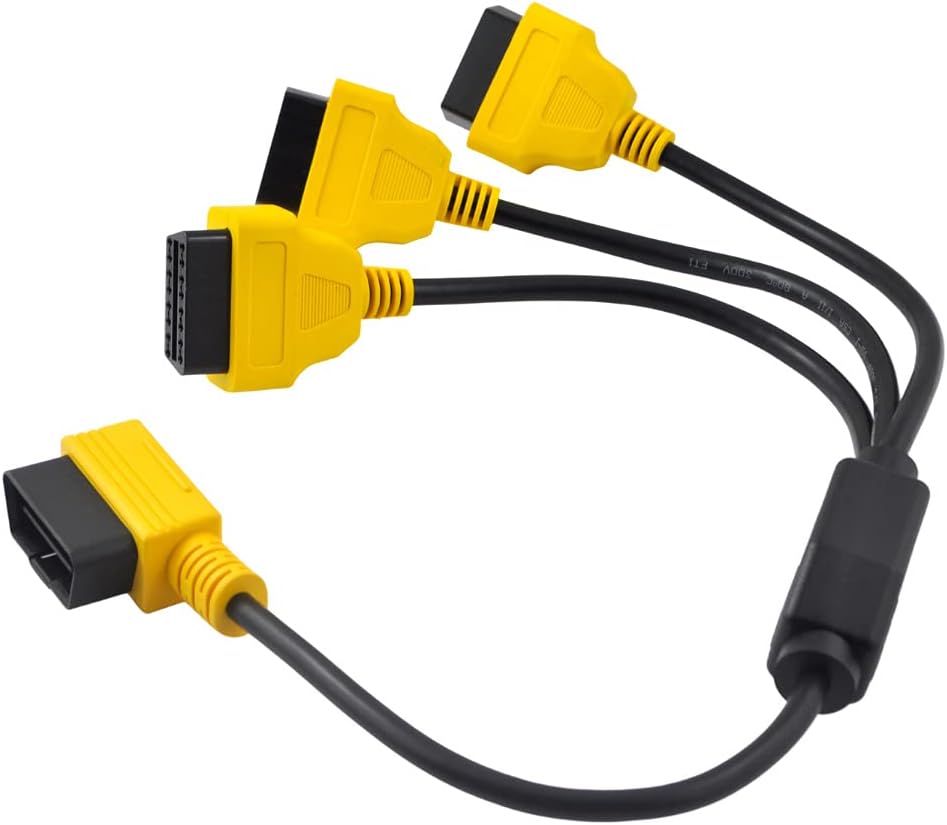 Cable divisor OBD2 de 1.6 pies19.7 in, Cable de extensión OBD-II de 3 vías, Divisor OBD completo de 16 pines 1 a 3 hembra Y Cable Adaptador de cable