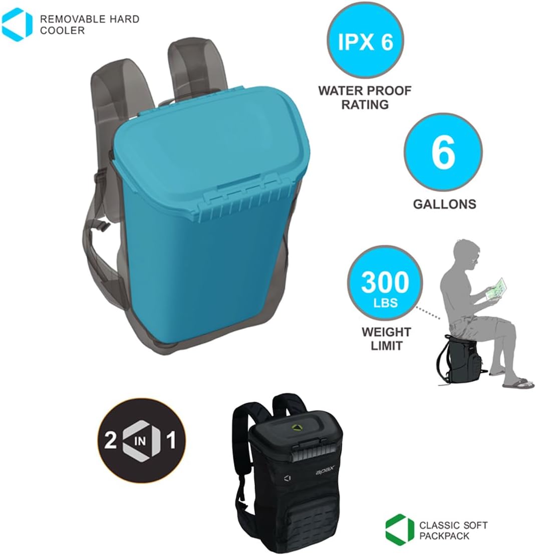 Apax Mochila híbrida deportiva con impermeable, sumergible en agua, bolsa seca, funda protectora, enfriador de mochila