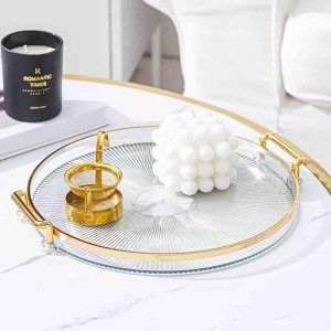 Bandeja de tocador de acrílico con asas doradas, bandeja decorativa para servir platos de velas Comestic para joyas, encimera de tocador, Bandeja de tocador de acrílico con asas doradas, bandeja decorativa para servir platos de velas Comestic para joyas, encimera de tocador,