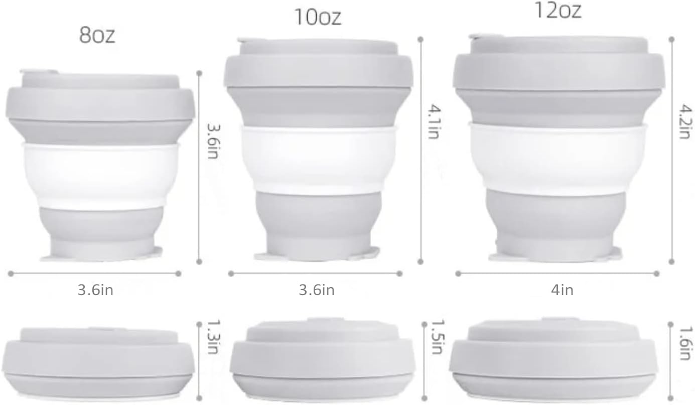 Taza de café de viaje plegable taza aislada vaso batido con tapa silicona reutilizable para llevar, plegable, de silicona, plegable, agua fría y