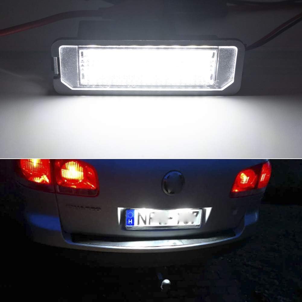2 luces LED de matrícula para MK5 GTI MK6 MK7 Golf 5 Glof 6 Golf 7 Nuevo Beetle Passat CC Rabbit Eos Phaeton Polo Lupo alimentado por Xenón LED