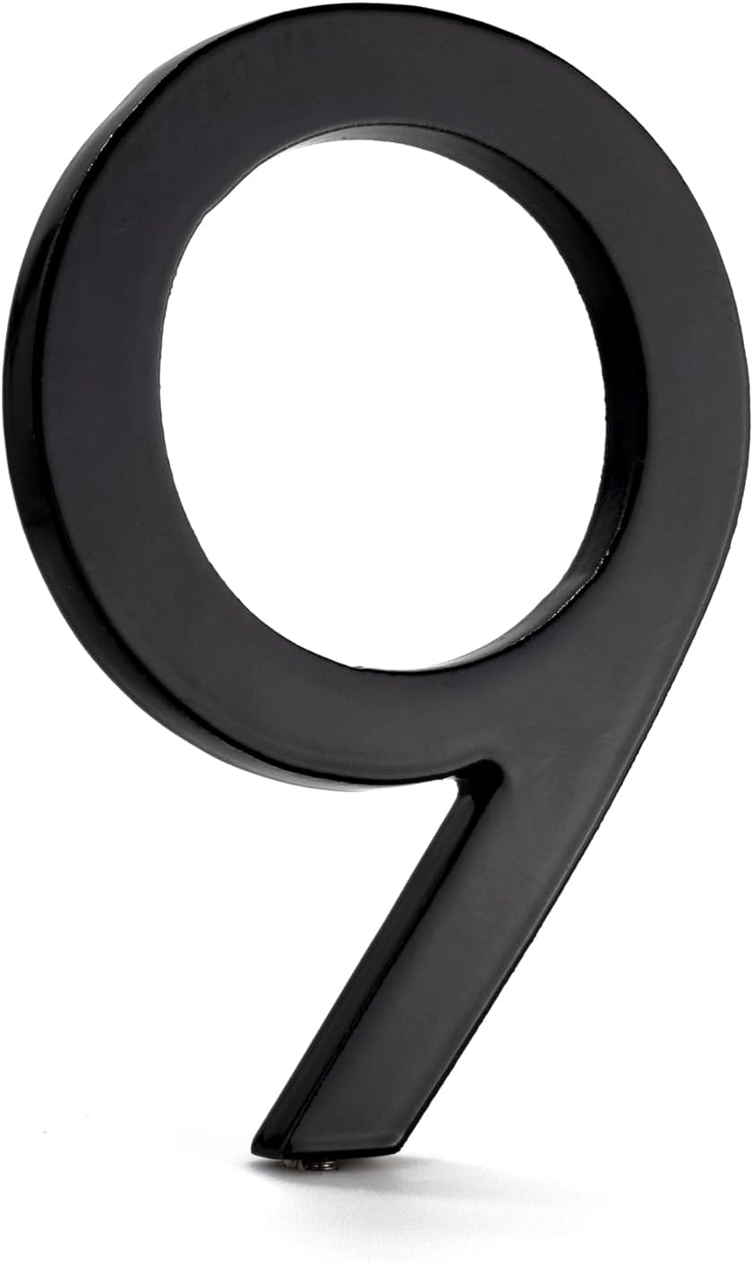 Montague Metal Products, MHN-10-F-BK1-9, Números flotantes modernos de aluminio cepillado sólido, 10 pulgadas, negro con recubrimiento en polvo