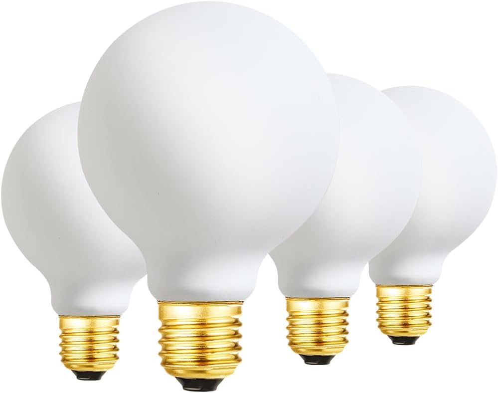 LVYE Bombilla LED G25 con base E26 de porcelana de ópalo mate, color blanco suave, 3000 K, regulable, Edison 6 W, 600 lúmenes, equivalente a 60