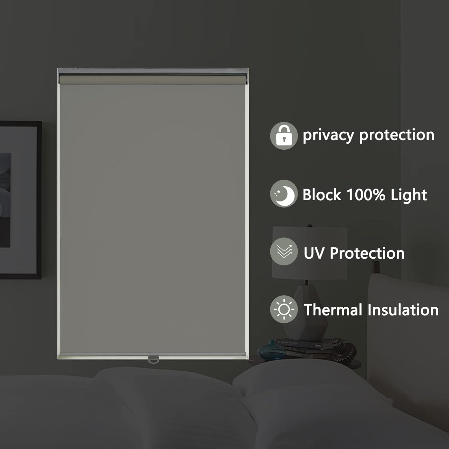 AOSKY Persianas enrollables opacas para ventanas, sin cordones, para oscurecer la habitación, con aislamiento térmico, fácil de instalar, para el