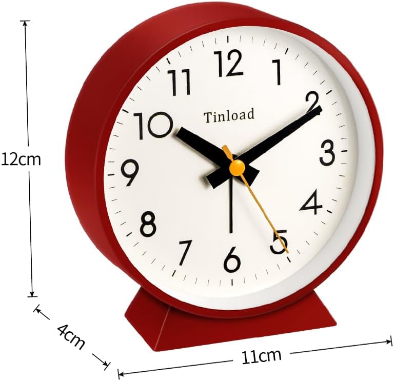 Reloj despertador analógico retro antiguo de 4.5 pulgadas, funciona con pilas, pequeño y silencioso con luz nocturna, funciona con pilas, para sala