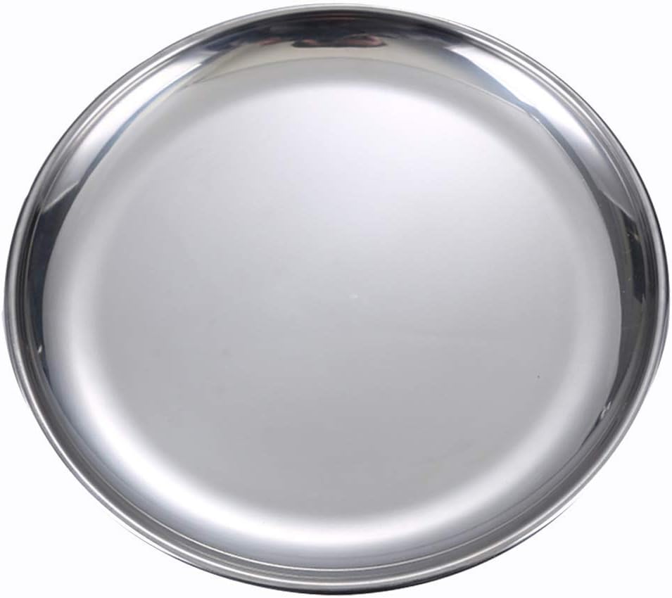 Juego de 2 platos de acero inoxidable de metal de 7 pulgadas para aperitivos, campamento al aire libre, plato de carne, inastillables y aptos para