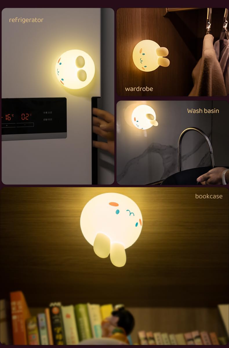 DSSTOF – Lámpara de luz nocturna de conejo de helado para dormitorio, lámpara recargable linda kawaii, lámpara de noche de grifo, luces nocturnas