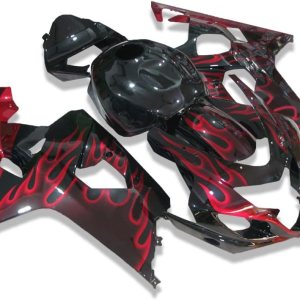 Carenado completo de llamas rojas apto para 2004 2005 GSXR 600750 Molde de inyección ABS de plástico Carrocería nuevo mercado de accesorios Kit de Carenado completo de llamas rojas apto para 2004 2005 GSXR 600750 Molde de inyección ABS de plástico Carrocería nuevo mercado de accesorios Kit de