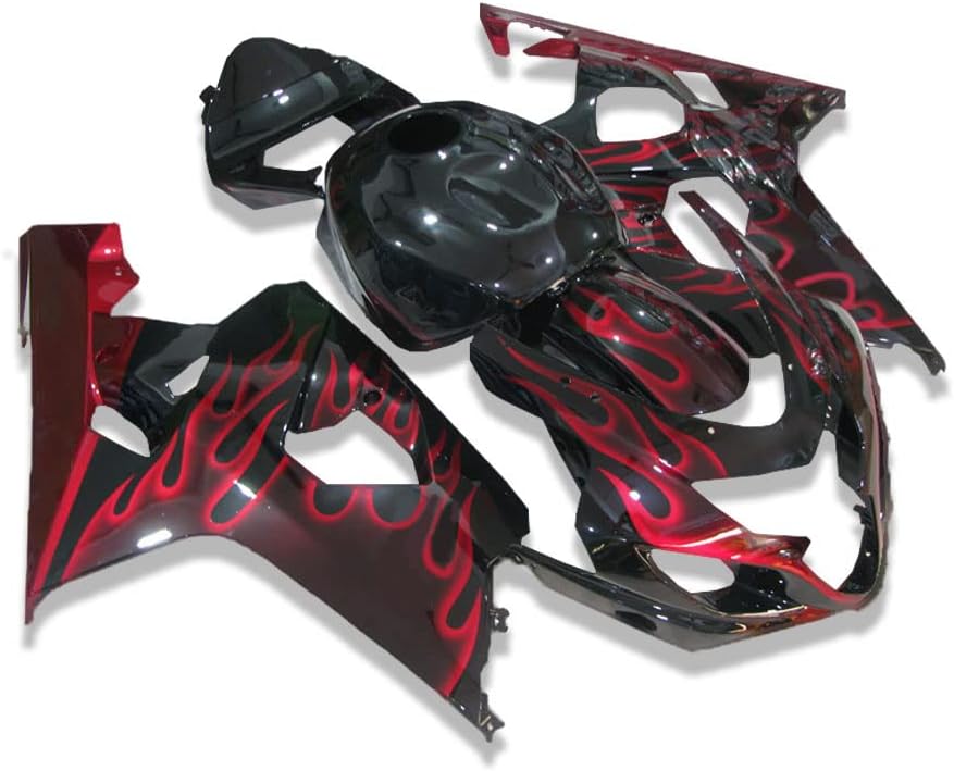 Carenado completo de llamas rojas apto para 2004 2005 GSXR 600750 Molde de inyección ABS de plástico Carrocería nuevo mercado de accesorios Kit de
