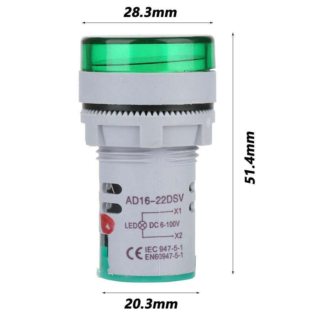 YWBL-WH DC 6-100V Volt Meter LED Digital Voltímetro Medidor de voltaje de luz Indicador de señal Probador de lámpara redonda