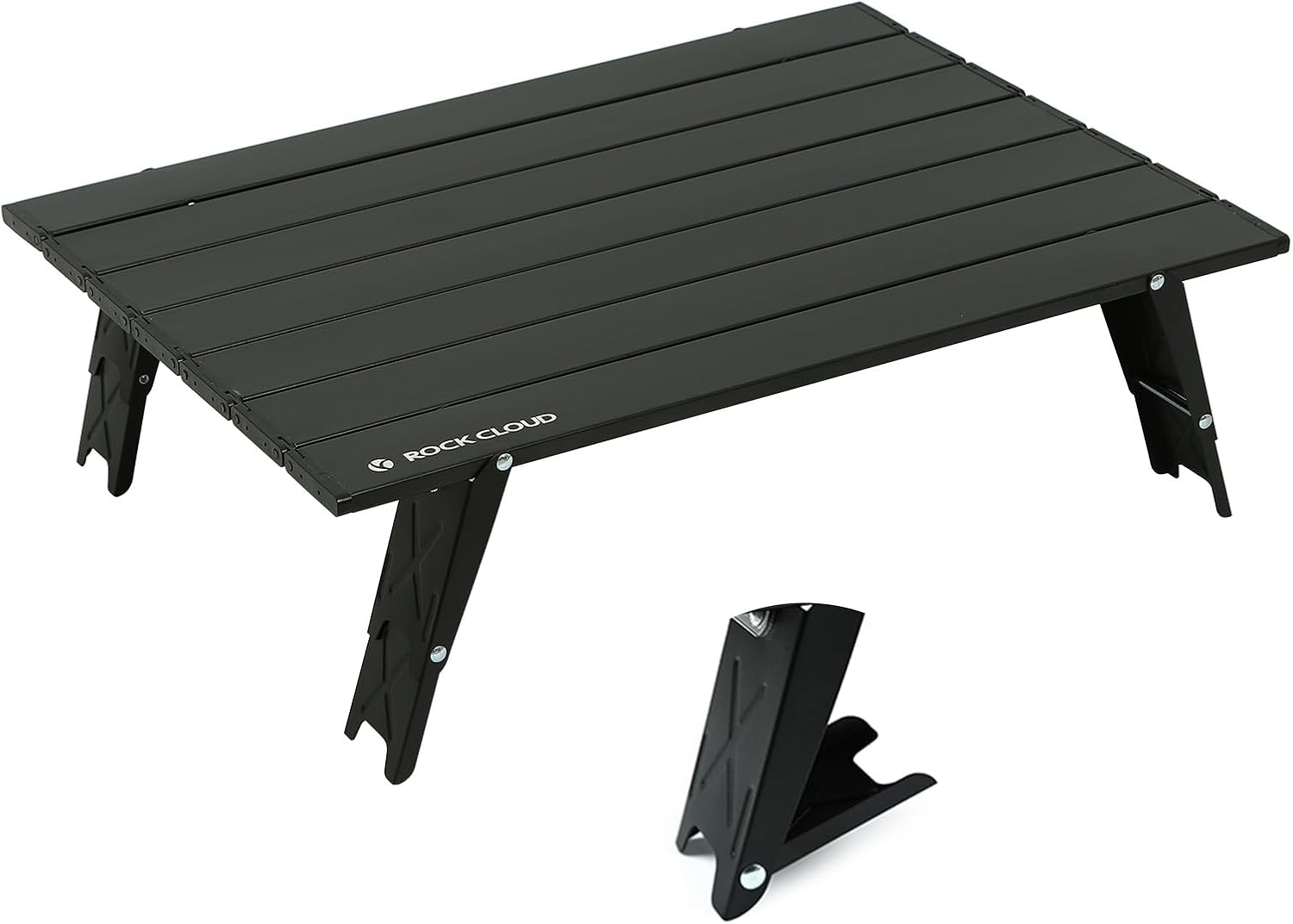ROCK CLOUD Mesa de playa plegable y compacta ultraligera de dos alturas de aluminio ajustable Mini mesa de camping portátil (negro – grande)
