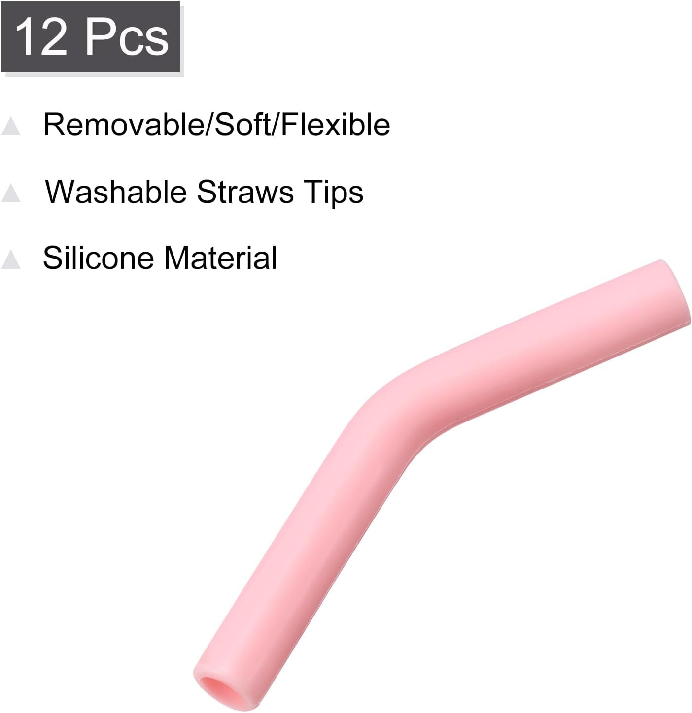uxcell 12 puntas de popote de silicona, punta de codos de paja de silicona, fundas de paja de metal suaves y reutilizables para popotes de acero