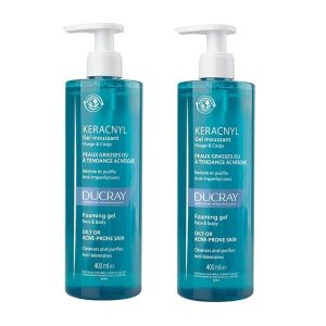 Ducray Gel espumoso Keracnyl 13.5 fl oz Higiene facial y corporal de pieles grasas con tendencia al acné (paquete de 2) Ducray Gel espumoso Keracnyl 13.5 fl oz Higiene facial y corporal de pieles grasas con tendencia al acné (paquete de 2)