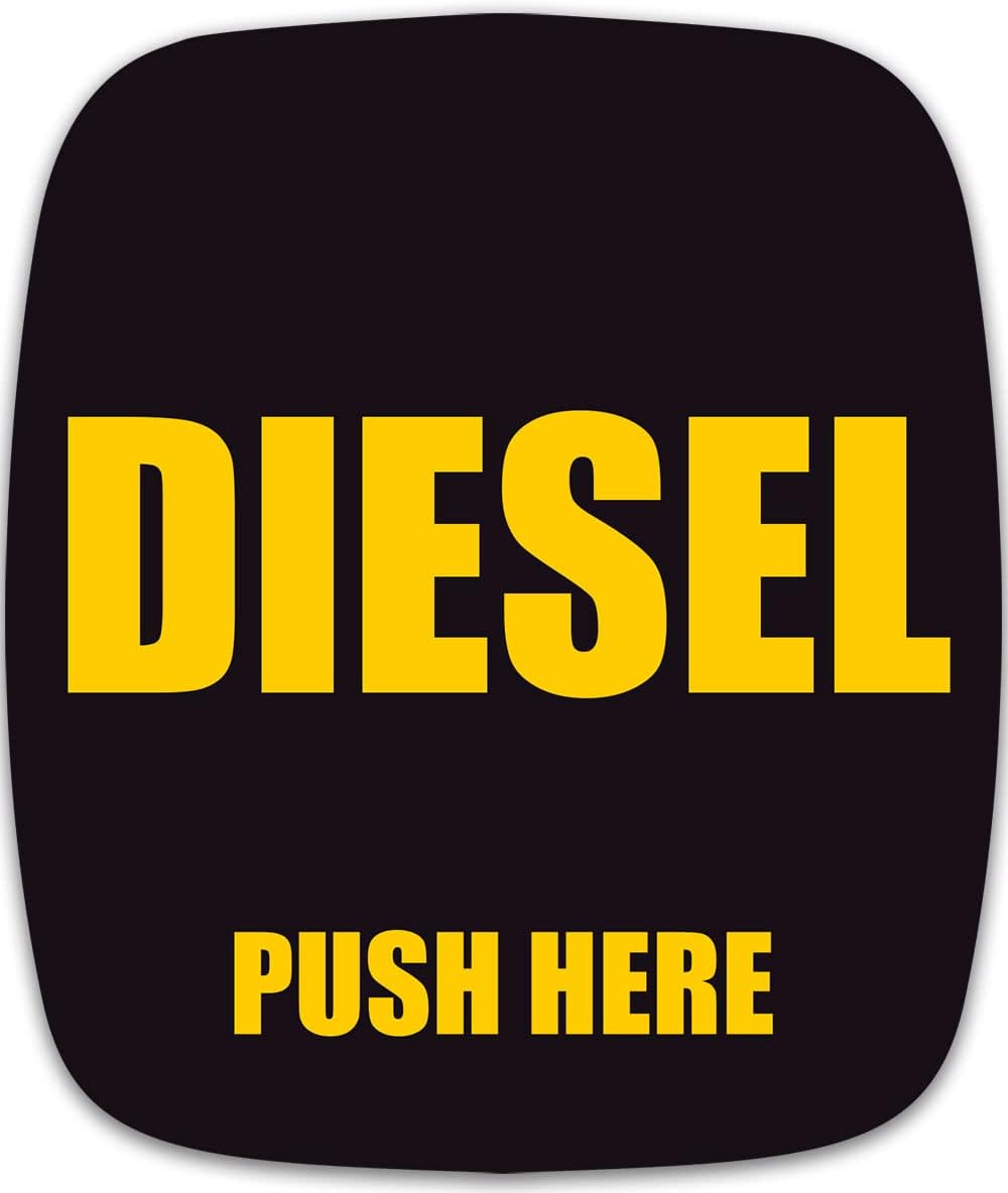 Pegatina Diesel Push Here (bombas de combustible con clasificación de cetano, para camiones de gasolineras (2 x 2.5 pulgadas)