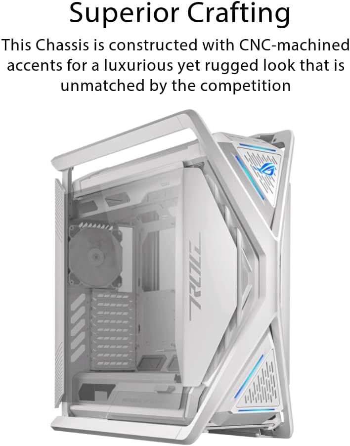ASUS ROG Hyperion GR701 EATX – Carcasa para computadora de torre completa con estructura semiabierta, paneles laterales sin herramientas, soporta