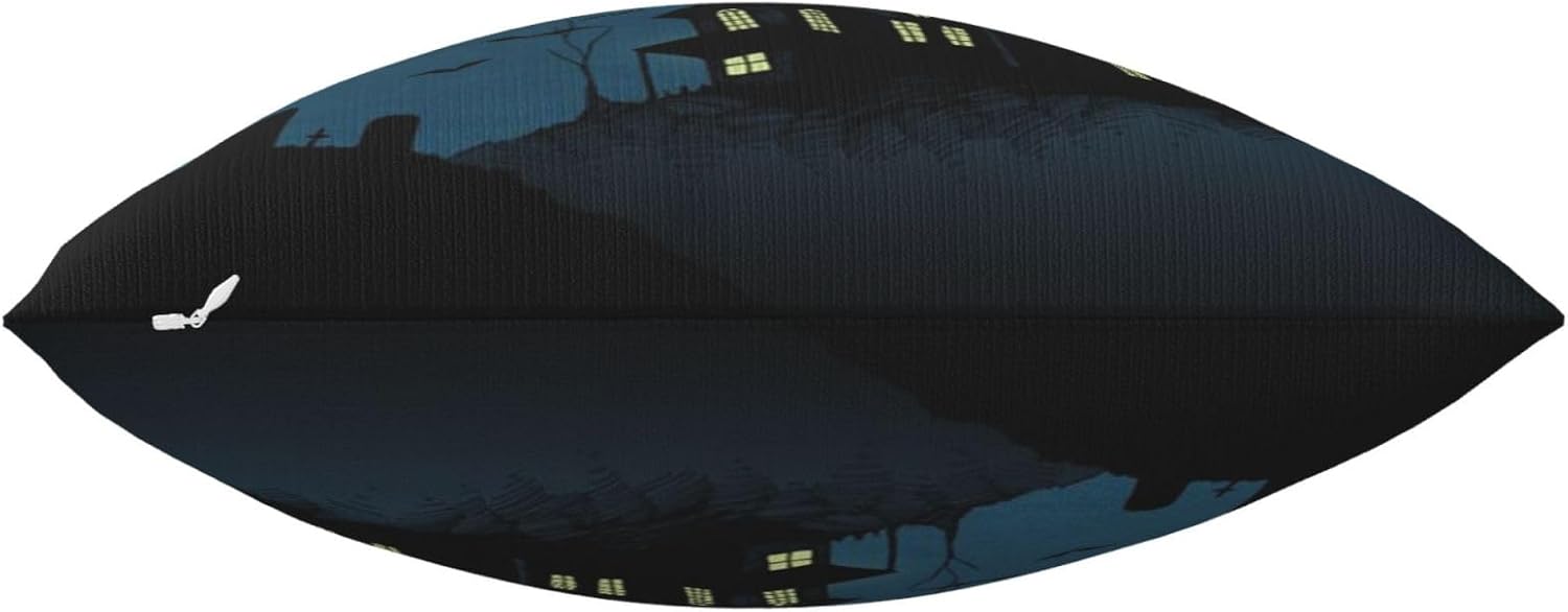 Funda de almohada de 18 x 18 pulgadas, decoración de fiesta de Halloween, sofá, almohada de caricatura, murciélago y calabaza