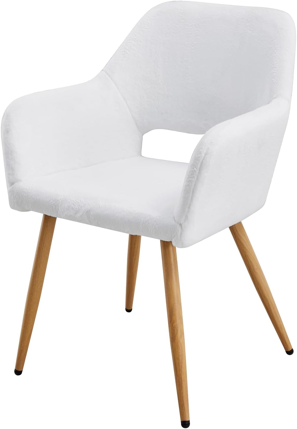 Sillas de comedor de piel sintética blanca, sillas laterales de mediados de siglo, silla de comedor para cocina, comedor, pata de acero de pintura