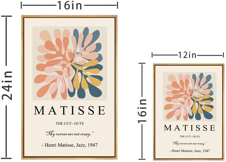 Zzuyi Henri Matisse – Arte de pared enmarcado, impresiones de arte botánico bohemio de Matisse, decoración estética de habitación pastel danés,