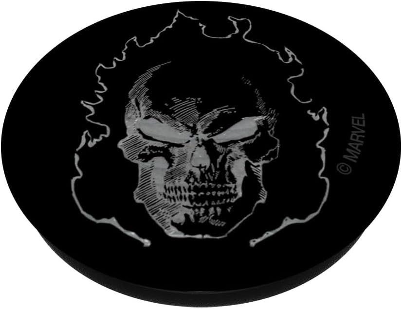 Marvel Ghost Rider Flaming Skull 90s Grayscale – Soporte y agarre para teléfonos y tabletas, Negro
