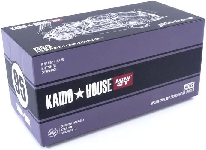 True Scale Miniatures Modelo de coche compatible con Nissan Fairlady Z Kaido GT 95 Drifter V1 Negro Gris Edición Limitada 164 Modelo Fundido a