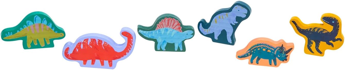Manhattan Toy T-Rex Express – Juego de tren de juguete de madera con temática jurásica de 45 piezas para niños de 3 años en adelante