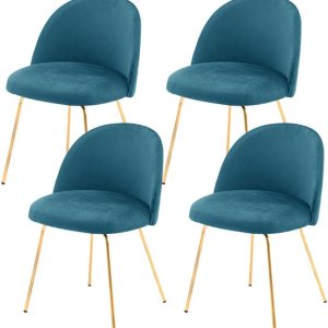 FELENIW Juego de 4 fundas elásticas de terciopelo con respaldo redondo para silla de comedor, extraíbles y curvadas con respaldo corto, sin brazos, FELENIW Juego de 4 fundas elásticas de terciopelo con respaldo redondo para silla de comedor, extraíbles y curvadas con respaldo corto, sin brazos,