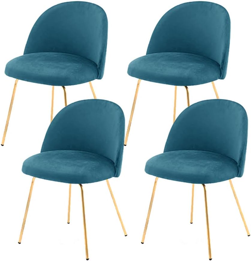 FELENIW Juego de 4 fundas elásticas de terciopelo con respaldo redondo para silla de comedor, extraíbles y curvadas con respaldo corto, sin brazos,