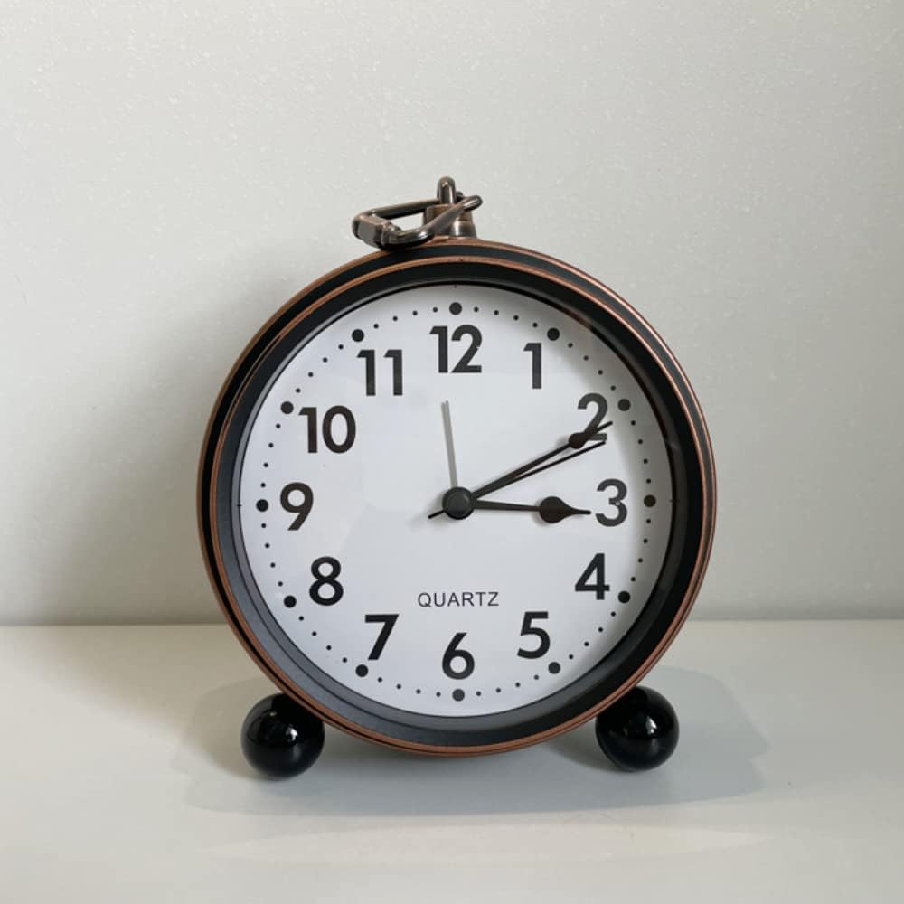 Reloj despertador de metal vintage, reloj de escritorio silencioso de 5.3 pulgadas, fácil de leer, reloj de escritorio silencioso para colgar en la