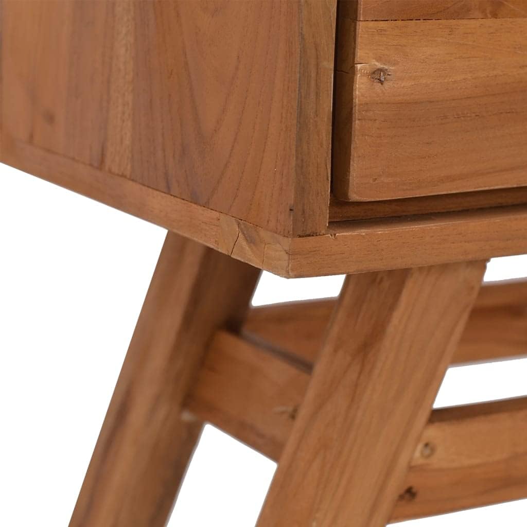 Mesa consola de teca maciza con acabado natural, mesa auxiliar delgada y estrecha ideal para sala de estar, pasillo o mesita de noche, sala de