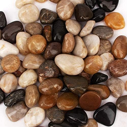 18 libras Guijarros para acuario, grava, río roca, grava decorativa pulida natural, rocas ornamentales de jardín, piedras de pecera de colores