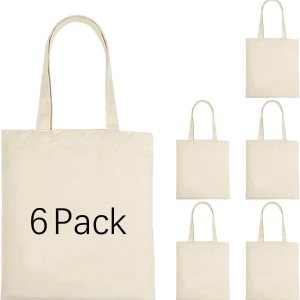 6 bolsas de asas de sublimación a granel, bolsas de lona de poliéster para sublimación, Beige 6 bolsas de asas de sublimación a granel, bolsas de lona de poliéster para sublimación, Beige