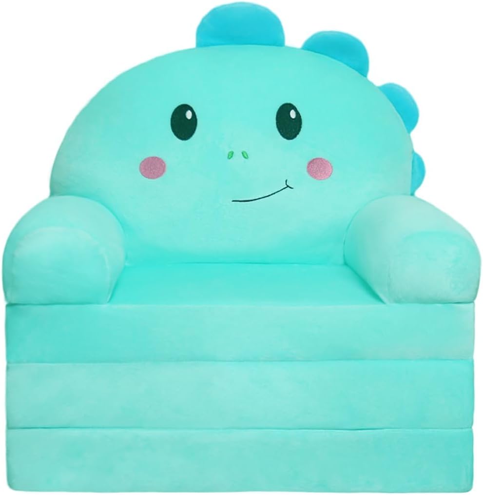 Sofá plegable para sala de juegos, sofá abierto de terciopelo 2 en 1 para niños pequeños de 1 a 3 años, cómoda silla infantil para leer y tomar
