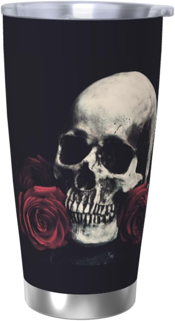 NVJUI JUFOPL Vaso de calavera con tapa de 20 onzas, regalos divertidos para hombres y mujeres, regalos de cumpleaños para papá y mamá, taza de café